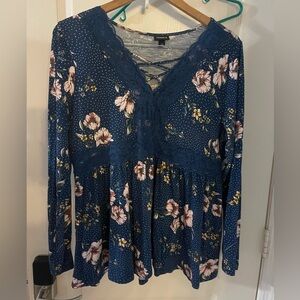 Torrid Blue Floral Blouse